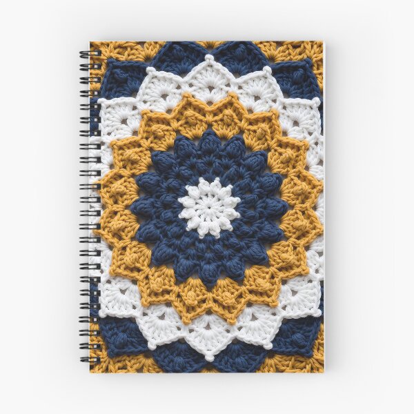 Item preview, Bavarian Mandala Crochet Navy Gold White Flower designed and sold by LuisWorks.