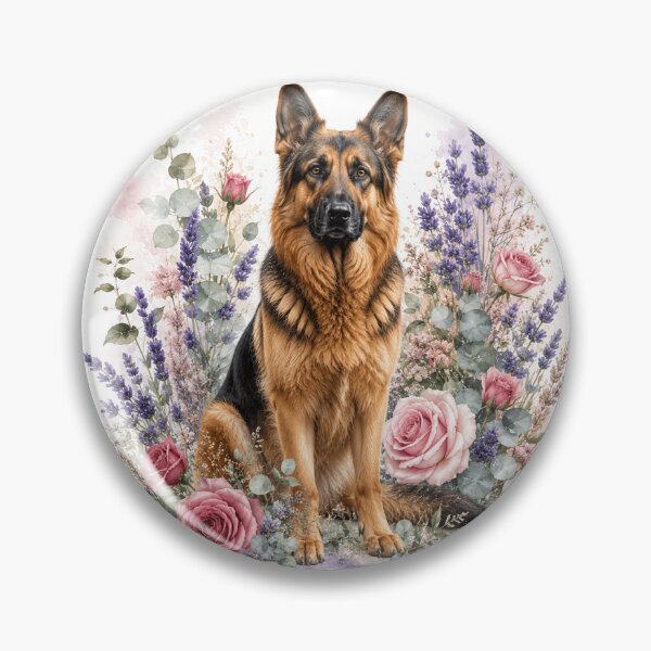 Item preview, Elegant Floral German Shepherd Portrait designed and sold by ASWIN STUDIO.
