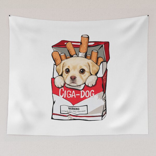 Item preview, Cute Puppy Cigarette Parody Art designed and sold by HoloHugDesigns.