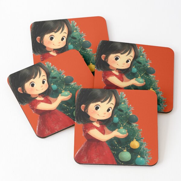 Item preview, Cute Little Girl Decorating Christmas Tree Art designed and sold by colorful-white.