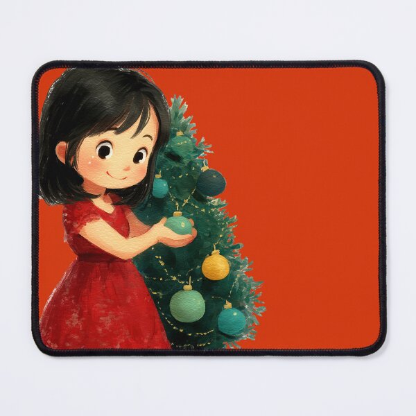 Item preview, Cute Little Girl Decorating Christmas Tree Art designed and sold by colorful-white.