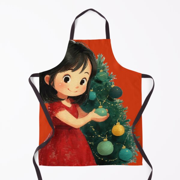 Item preview, Cute Little Girl Decorating Christmas Tree Art designed and sold by colorful-white.