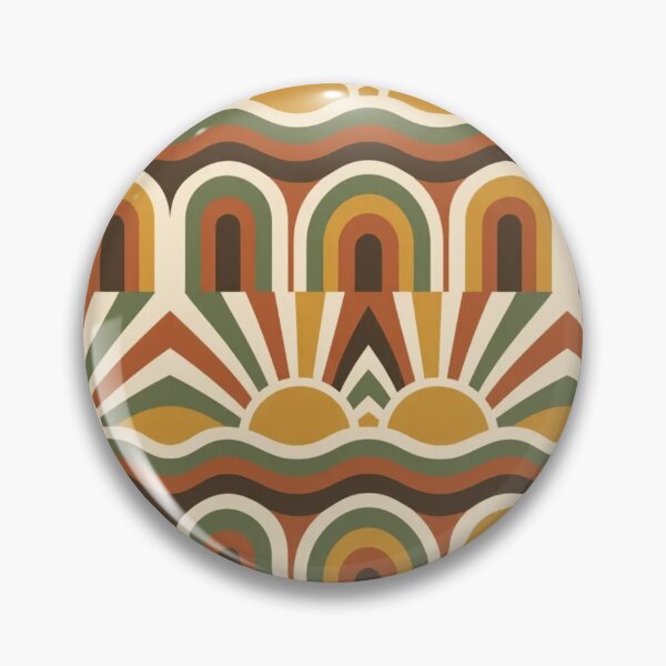 Item preview, Retro Seventies Autumn Sunburst with Wavy Stripes in Mustard and Rust designed and sold by StickyGuys.