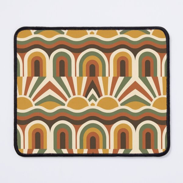 Item preview, Retro Seventies Autumn Sunburst with Wavy Stripes in Mustard and Rust designed and sold by StickyGuys.