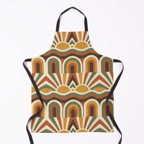 Item preview, Retro Seventies Autumn Sunburst with Wavy Stripes in Mustard and Rust designed and sold by StickyGuys.