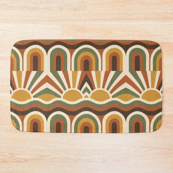 Item preview, Retro Seventies Autumn Sunburst with Wavy Stripes in Mustard and Rust designed and sold by StickyGuys.