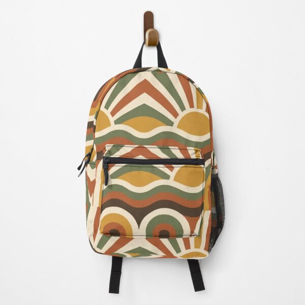 Item preview, Retro Seventies Autumn Sunburst with Wavy Stripes in Mustard and Rust designed and sold by StickyGuys.