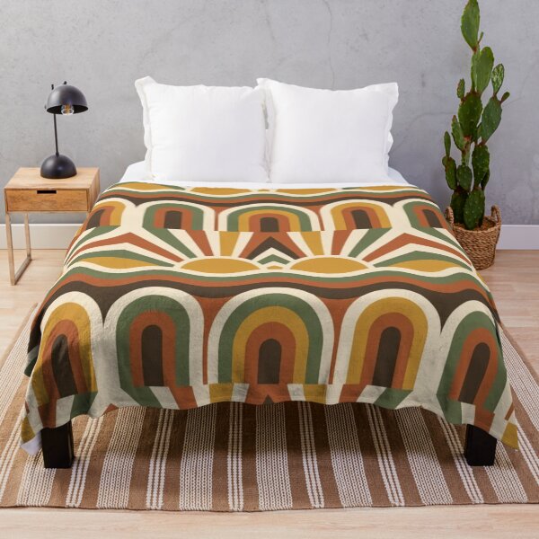 Item preview, Retro Seventies Autumn Sunburst with Wavy Stripes in Mustard and Rust designed and sold by StickyGuys.