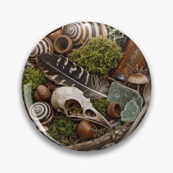 Item preview, Goblincore Forage Pile with Snails Acorns Moss and Found Treasures designed and sold by StickyGuys.