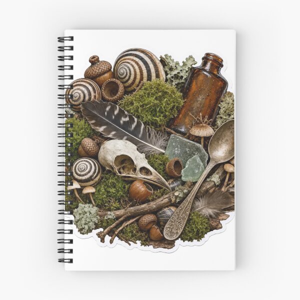 Item preview, Goblincore Forage Pile with Snails Acorns Moss and Found Treasures designed and sold by StickyGuys.