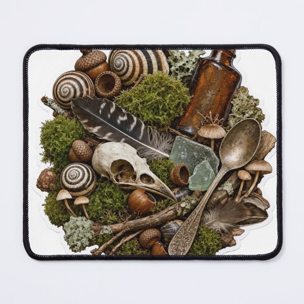 Item preview, Goblincore Forage Pile with Snails Acorns Moss and Found Treasures designed and sold by StickyGuys.