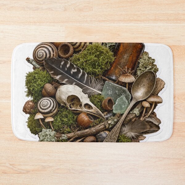 Item preview, Goblincore Forage Pile with Snails Acorns Moss and Found Treasures designed and sold by StickyGuys.
