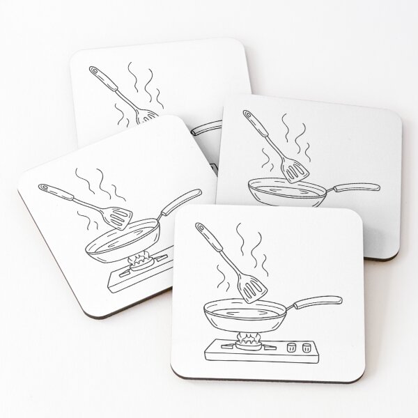 Item preview, A spatula lying on a stovetop next to a frying pan designed and sold by rasagamastore.