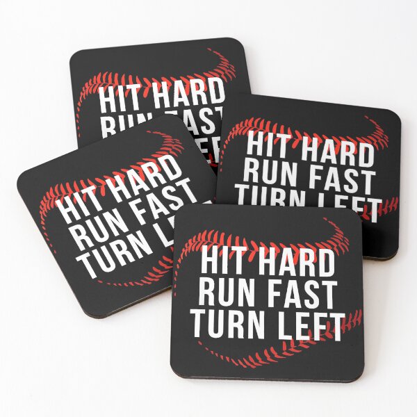 Item preview, Hit Hard Run Fast Turn Left Baseball Softball Player Coach Fan designed and sold by Hugosploosh.