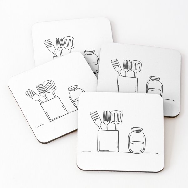 Item preview, A square utensil holder positioned near a jar of oil designed and sold by rasagamastore.
