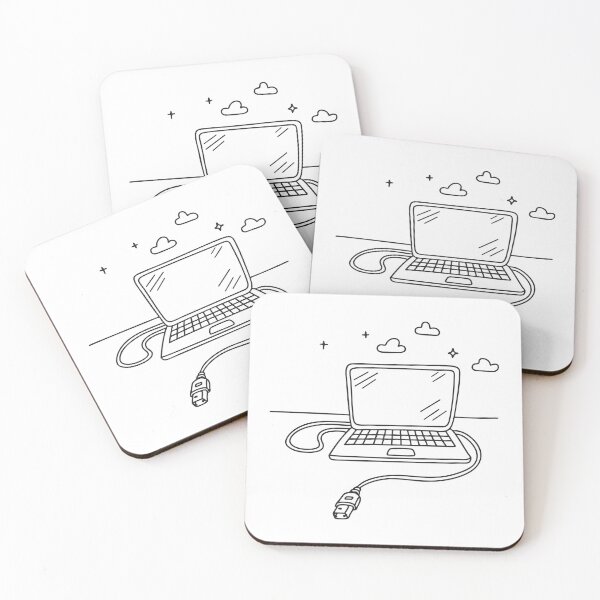Item preview, A USB cable curled beside a laptop sitting on a desk designed and sold by rasagamastore.