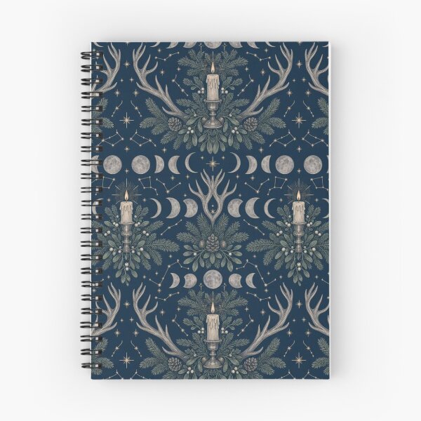 Item preview, Winter Solstice Yule Celestial with Moon Phases Antlers and Evergreen designed and sold by StickyGuys.