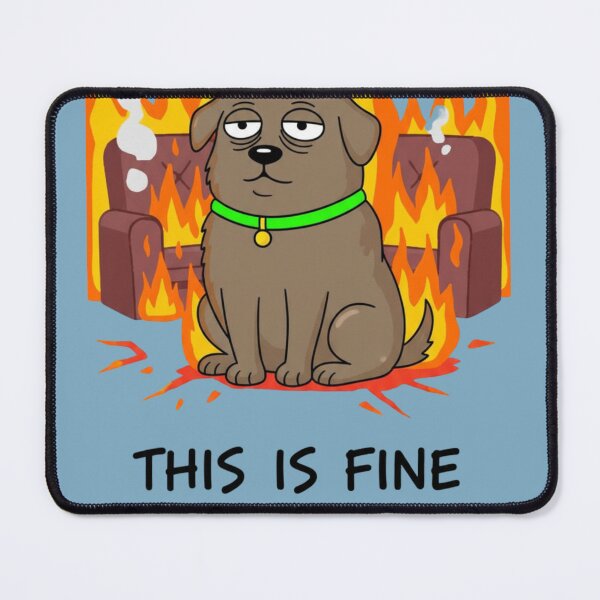 Item preview, This Is Fine Dog Meme Parody Burning Room Cartoon designed and sold by Golden_Pixel_Paper.