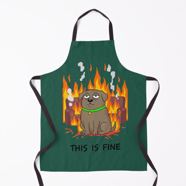 Item preview, This Is Fine Dog Meme Parody Burning Room Cartoon designed and sold by Golden_Pixel_Paper.