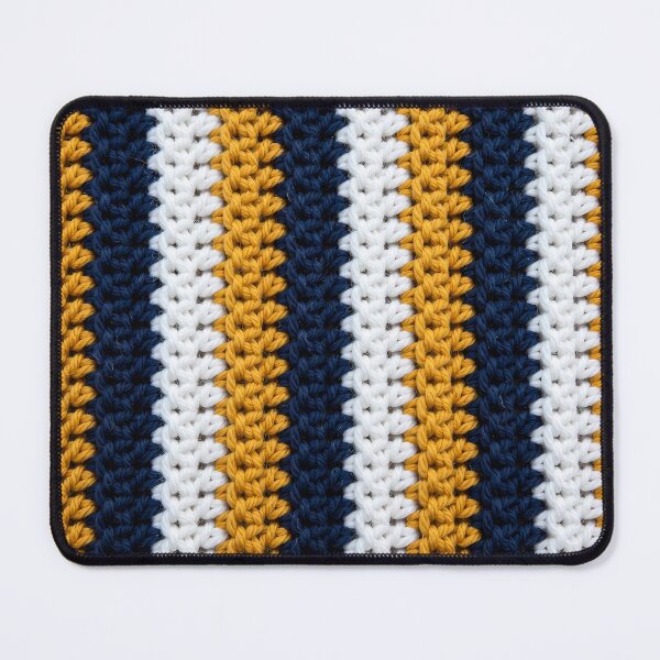Item preview, Tunisian Crochet Vertical Stripes Navy Gold White designed and sold by LuisWorks.