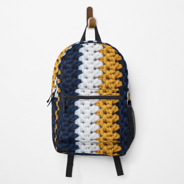 Item preview, Tunisian Crochet Vertical Stripes Navy Gold White designed and sold by LuisWorks.