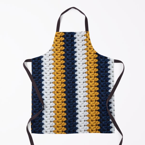 Item preview, Tunisian Crochet Vertical Stripes Navy Gold White designed and sold by LuisWorks.
