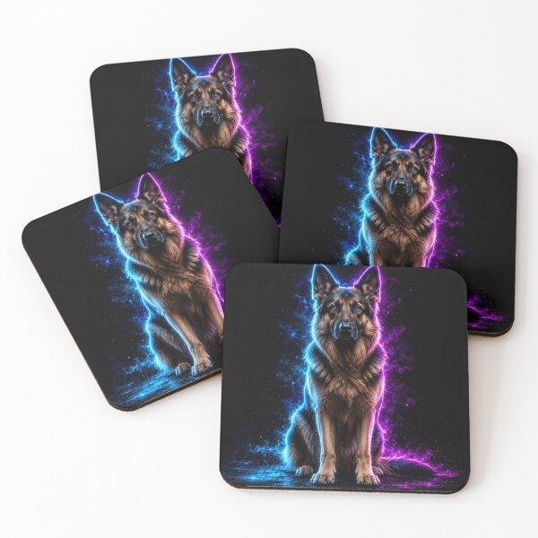 Item preview, Neon German Shepherd Glow Art designed and sold by ASWIN STUDIO.
