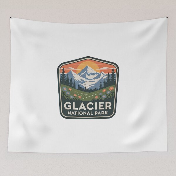 Item preview, Glacier National Park Vintage Travel Badge designed and sold by Teelogic.