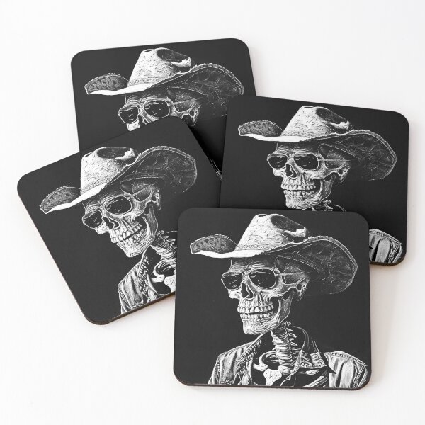 Item preview, Skeleton Cowboy in Sunglasses Western Gothic Art designed and sold by inkoutninja.