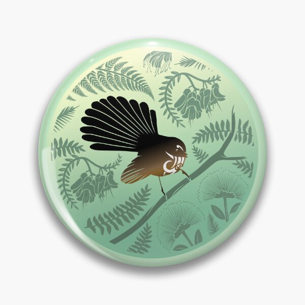 Item preview, New Zealand Native Fantail - Green designed and sold by MY NEW ZEALAND.