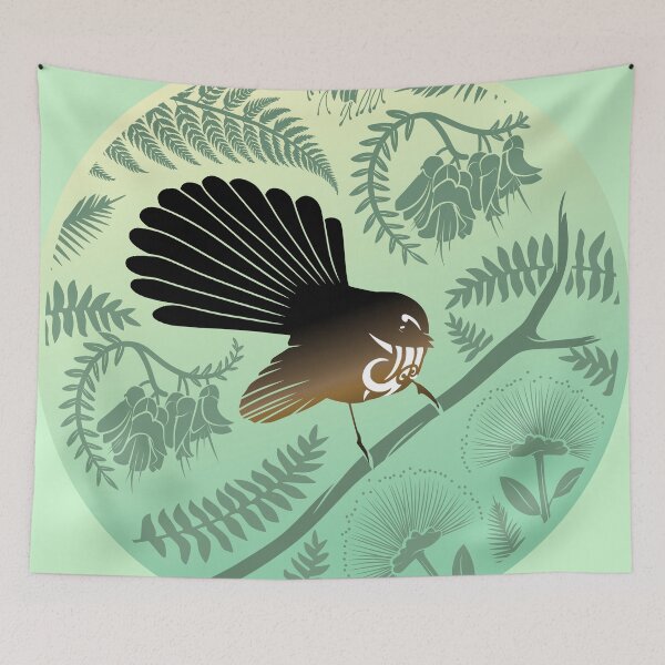 Item preview, New Zealand Native Fantail - Green designed and sold by MY NEW ZEALAND.