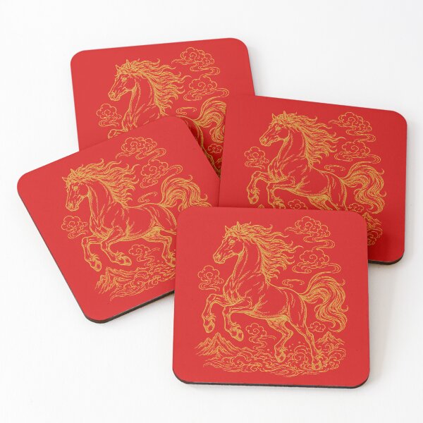 Item preview, Gold Galloping Horse Asian Line Art Aesthetic designed and sold by Soluna Studio.