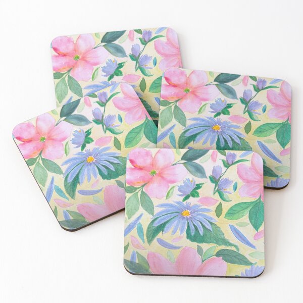Item preview, Watercolor Loose Florals on Wood Board designed and sold by SMS-Art4U.