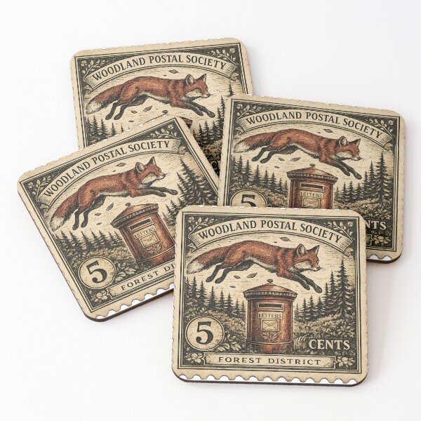 Item preview, Vintage Woodland Postal Society Fox Stamp designed and sold by Mosslume Studio.