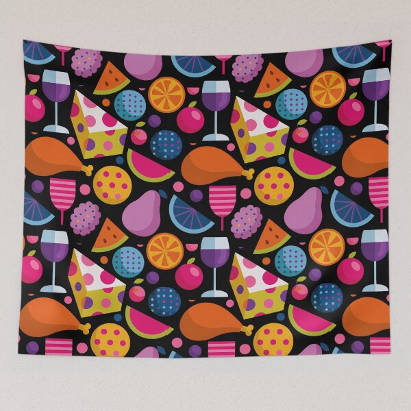 Item preview, Colorful Modern Food and Wine Pattern Art designed and sold by colorful-white.