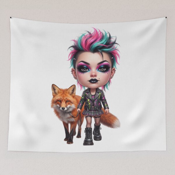 Item preview, Punk Girl and the Fox designed and sold by PP&RAINBOW SHOP.