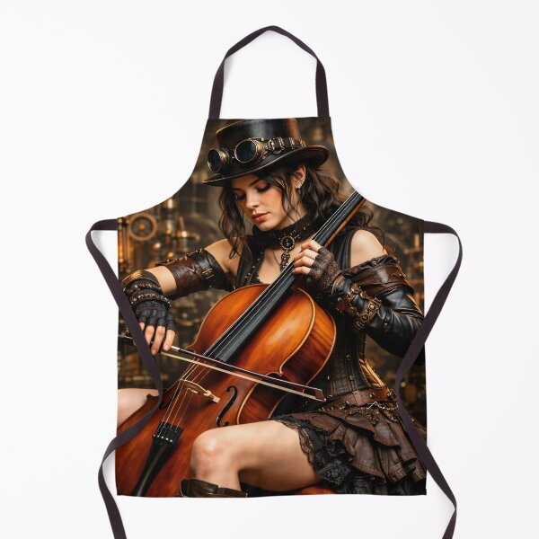Item preview, Steampunk Female Cellist – Victorian Gothic Cello Music Fantasy Print designed and sold by Kaleidoscope Print.