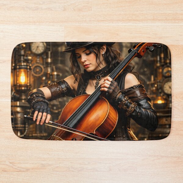 Item preview, Steampunk Female Cellist – Victorian Gothic Cello Music Fantasy Print designed and sold by Kaleidoscope Print.