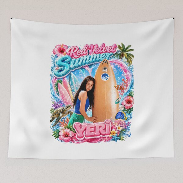 Item preview, Yeri Velvet Summer tropical island flower collage print designed and sold by Valereekmerch.