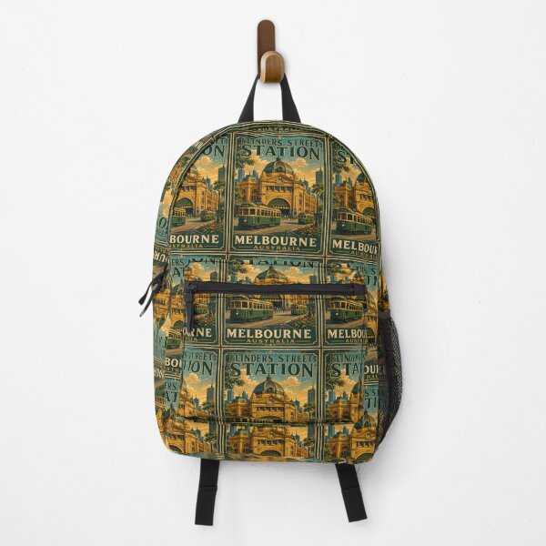 Item preview, Flinders Street Station Melbourne Australia Vintage Travel Poster | WPA Retro Railway Landmark designed and sold by Globalcitytees.