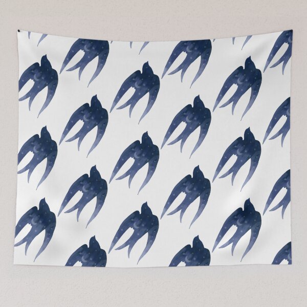 Item preview, Midnight Swallow, Celestial Bird, Cool Blue, Moon and Stars designed and sold by Dormitria.