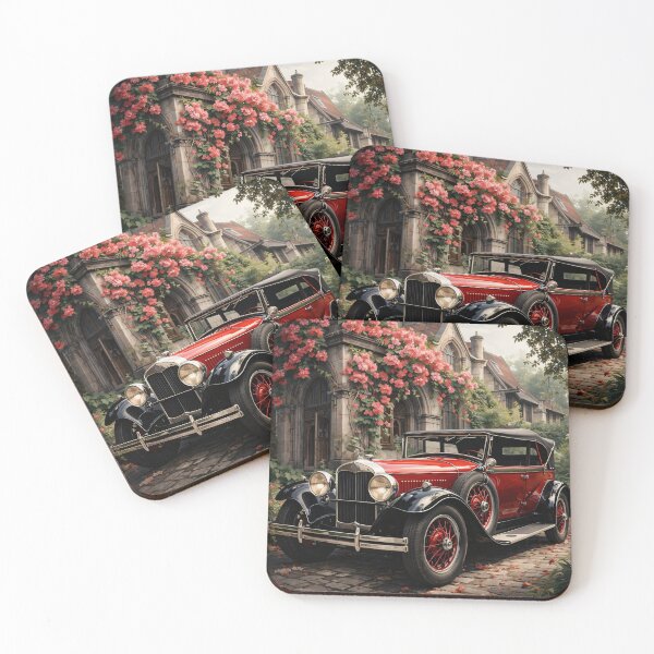 Item preview, Red Vintage Classic Car at Romantic Manor – Elegant Retro Automobile Print designed and sold by Kaleidoscope Print.