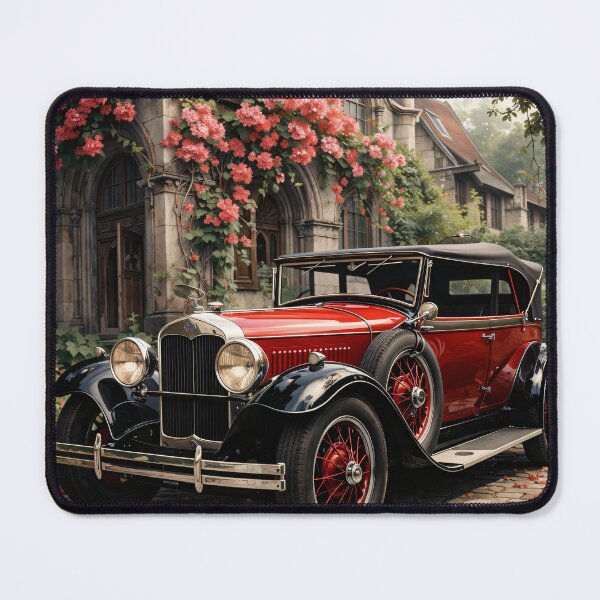 Item preview, Red Vintage Classic Car at Romantic Manor – Elegant Retro Automobile Print designed and sold by Kaleidoscope Print.