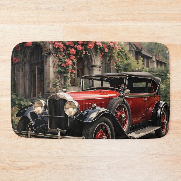 Item preview, Red Vintage Classic Car at Romantic Manor – Elegant Retro Automobile Print designed and sold by Kaleidoscope Print.