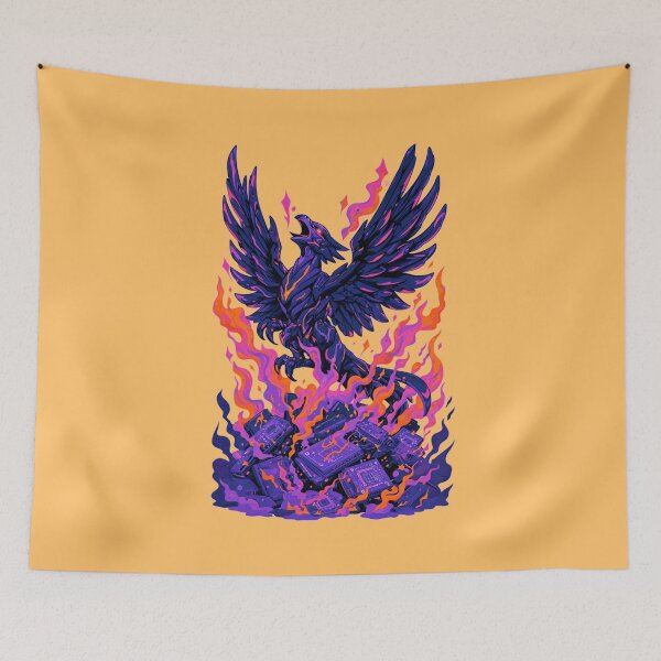 Item preview, Neon Retro Anime Cyber Phoenix Rising designed and sold by KungPowUnicorn.