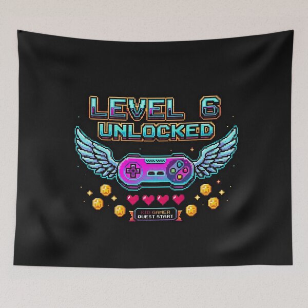 Item preview, Level 6 Unlocked 6th Birthday Gamer - Retro Pixel Art designed and sold by alalame.