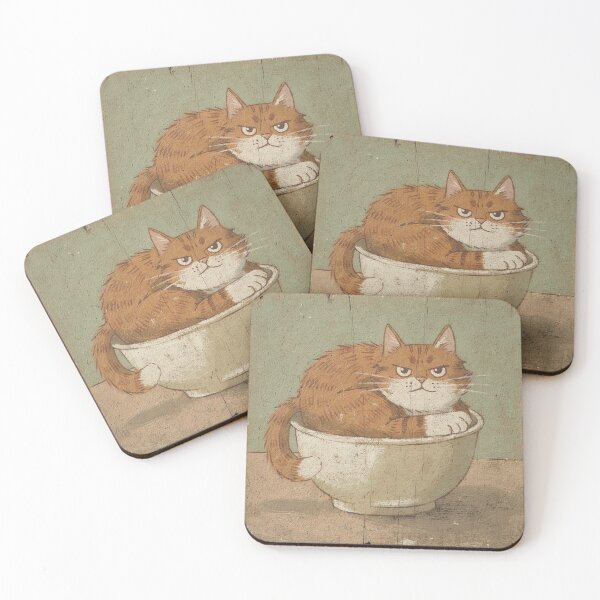 Item preview, Orange Cat Wedged in a Mixing Bowl Folk Art designed and sold by PictorialWhimsy.