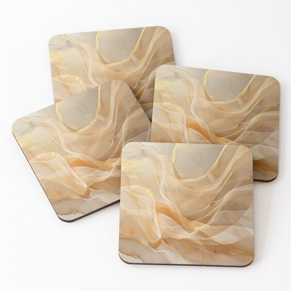 Item preview, Golden Hour Sands — Abstract waves of silk, earthy tones designed and sold by VestraDesign.