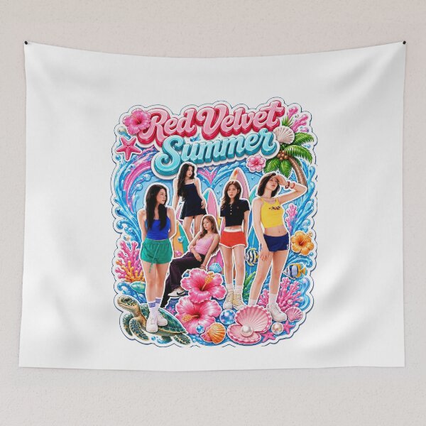 Item preview, Red Velvet Velvet Summer lush tropical island paradise scenery art designed and sold by Valereekmerch.