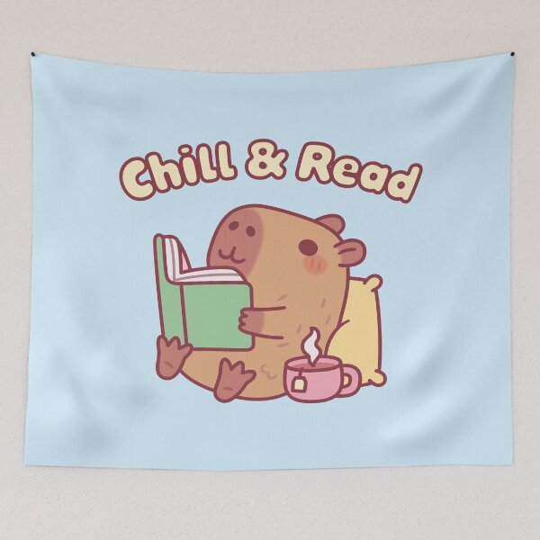 Item preview, Cute Capybara Reading A Book - Chill & Read designed and sold by rustydoodle.
